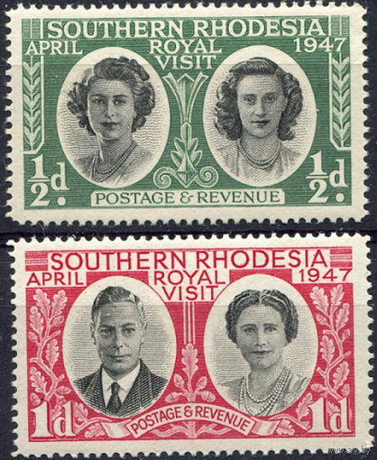 Южная Родезия 1947** Королевский визит, Георг VI, серия 2 марки