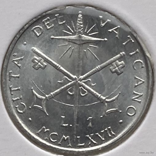 Ватикан 1 лира 1967 г. В холдере