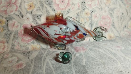 Декоративная статуэтка Рыбка, СССР, цветное стекло