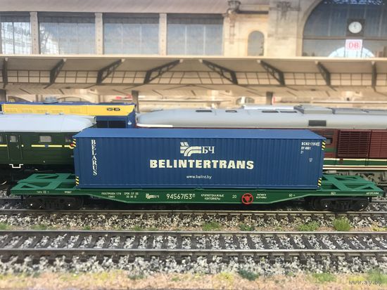 Платформа с контейнером BELINTERTRANS БЧ (3D кит). Масштаб HO 1:87.