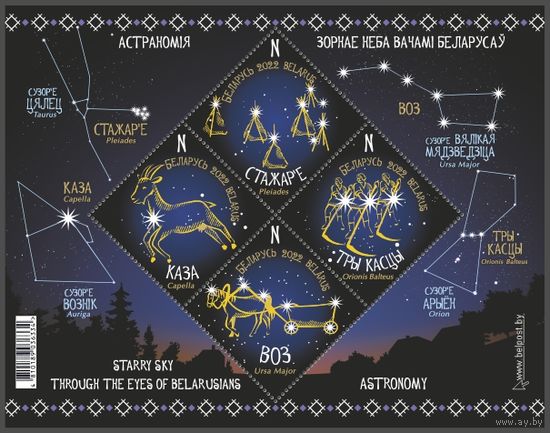 Астрономия. Звездное небо глазами белорусов (1471, 1472, 1473, 1474) М/Л Беларусь 2022 космос**