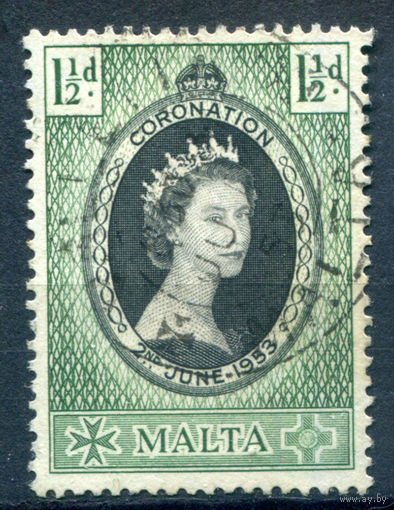 Британские колонии - Мальта - 1953г. - коронация королевы Елизаветы II - 1 марка - полная серия, гашёная [Mi 232]. #2-Bc-54-A-1