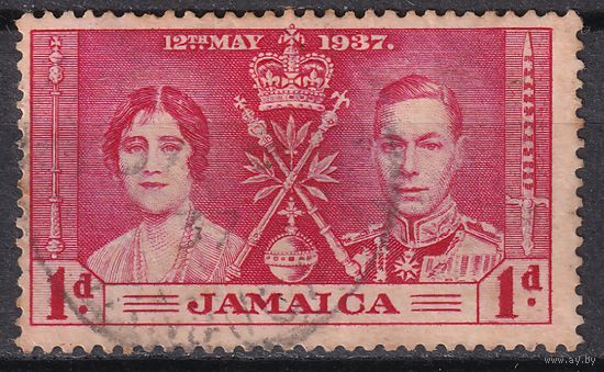 110.BrK. Великобритания. Колонии. Ямайка. Коронация Георга VI и Елизаветы. 1937 г. 1d. Mi.#115.