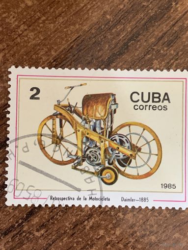 Куба 1985. История мотоцикла. Daimler 1885. Марка из серии