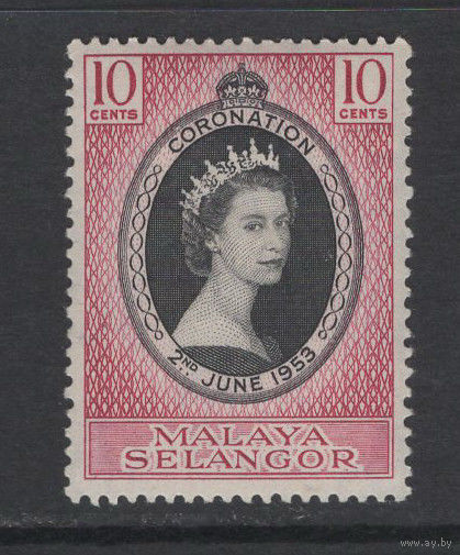 1953 Британская МАЛАЙЯ /MALAYA Selangor* Коронация Королева Елизавета II SG#115