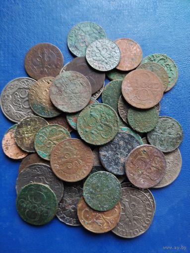 КАКАЛИКИ обыкновенные. На панно, поделки, инсталляции. 40+ монет, 120 гр. II Польская республика. Бронза, никель. С 1 рубля.