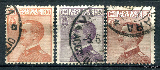 Италия (Королевство) - 1920/22г. - король Виктор Эммануил III - 3 марки - полная серия, гашёные [Mi 133-135]. #1-It-20-B-1