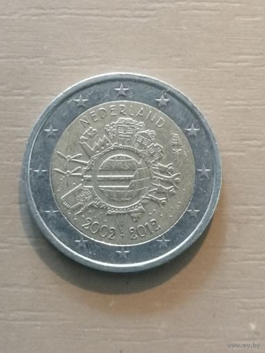 Нидерланды 2 евро, 2012 год, 10 лет наличным евро, КМ# 315