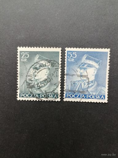 Польша 1937 Полная серия марок "Маршал Эдвард Рыдз-Смиглы" (гашение без клея) Mi.319-320 каталог 0.70 евро