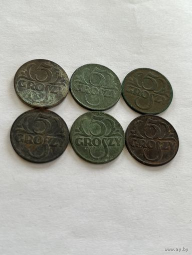 Польша 5 грошей 6 монет