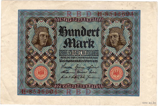 Германия, 100 марок, 1920 г.