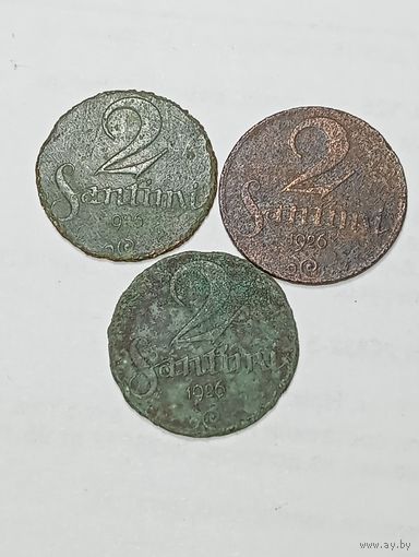 Латвия 2 сантима 1926 года .