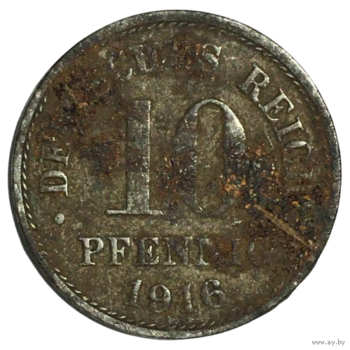 Германия 10 пфеннигов, 1916 (A) (железо)