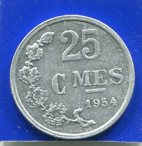 Люксембург 25 сантимов 1954