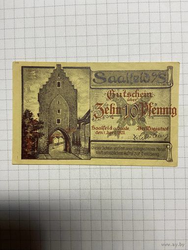 Нотгельд 10 пфеннигов 1921 год. -2712