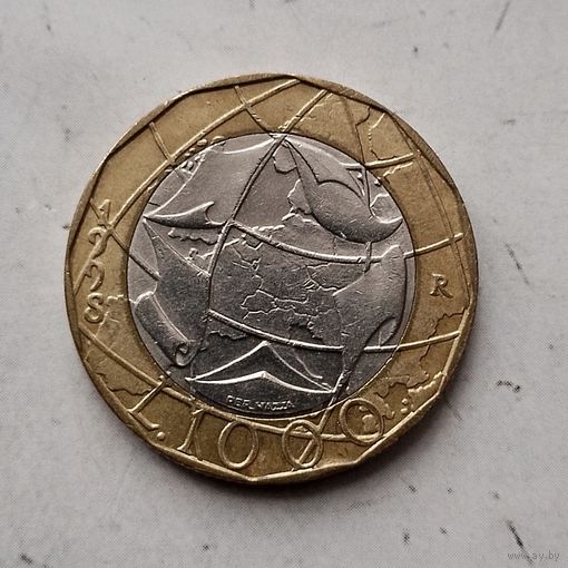 1000 лир 1998 года Италия. Итальянская Республика. Красивая монета!