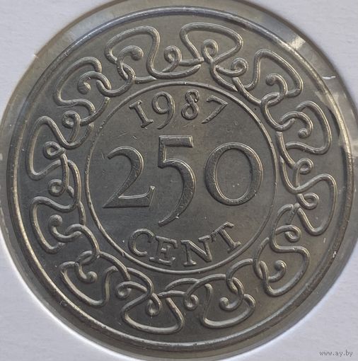 Суринам 250 центов 1987 г. В холдере