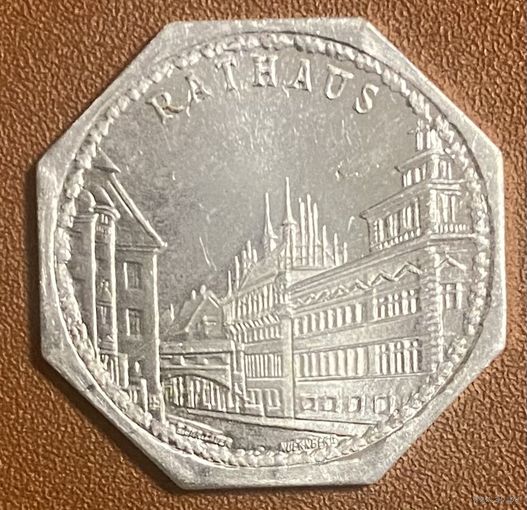 Германия Нюрнберг нотгельд 20 пфеннигов 1921 год Старая ратуша. трамвайный жетон