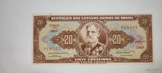 Бразилия 20 крузейро 1961 коричневая