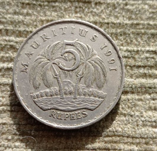 Werty71 Маврикий 5 рупий 1991