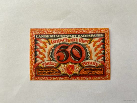Нотгельд 50 пфеннигов Карлсрюе. Веймарская республика - 1602