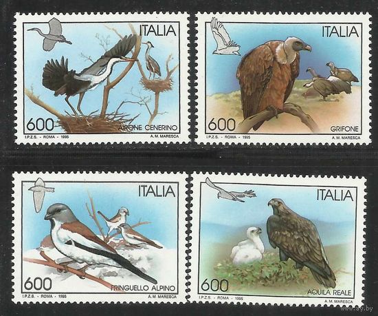 Италия, 1995, #2362-5, Птицы, MNH фауна