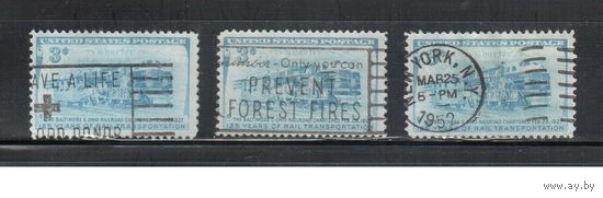 США-1952, (Мих.624), гаш. , Железная дорога , Конка (одиночка),цена за 1 м на выбор