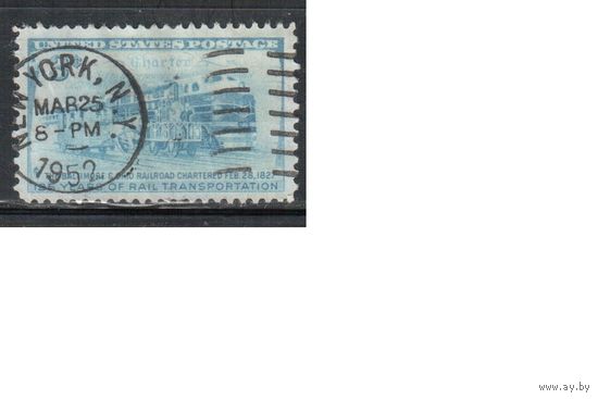 США-1952, (Мих.624), гаш. , Железная дорога , Конка (одиночка),