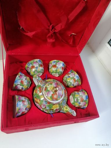 Фарфоровый набор для чайных церемоний, старый Китай, родная коробка, отличное состояние, торги с Рубля