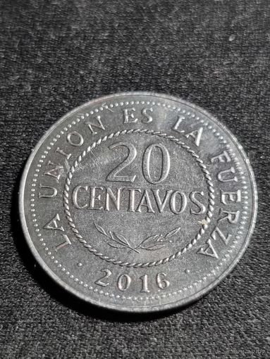 Боливия 20 сентаво 2016 Unc