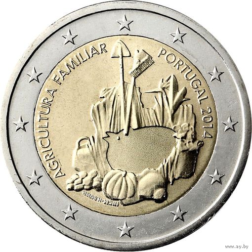2 евро 2014 Португалия Международный год семейных фермерских хозяйств. UNC из ролла