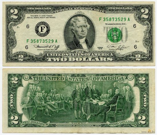 США. 2 доллара (образца 1976 года, F, Джорджия, P461)