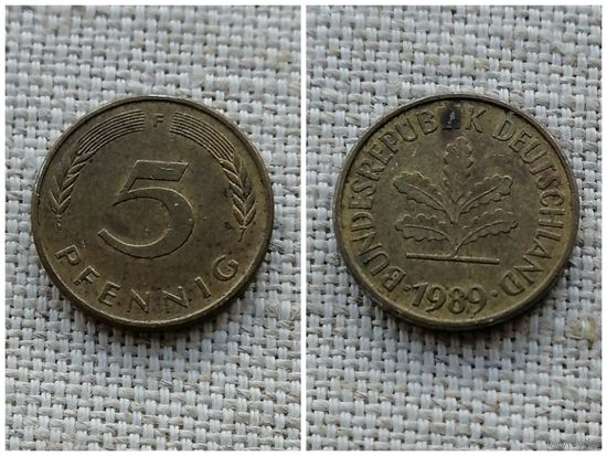 Германия ФРГ 5 пфеннигов 1989 F