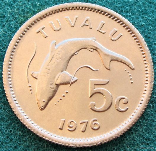 Тувалу. 5 центов 1976 год  KM#3  "Тигровая акула"  Тираж: 26.000 шт