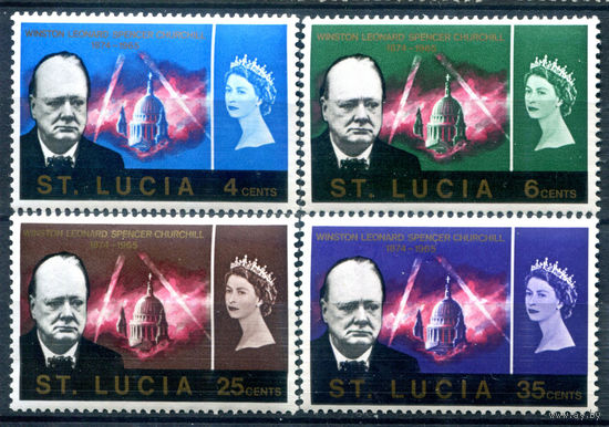 Британские колонии - Сент-Люсия - 1966г. - Уинстон Черчилль - 4 марки - полная серия, MNH с незначительным дефектом клея [Mi 190-193]. #4-B6-116-A-1