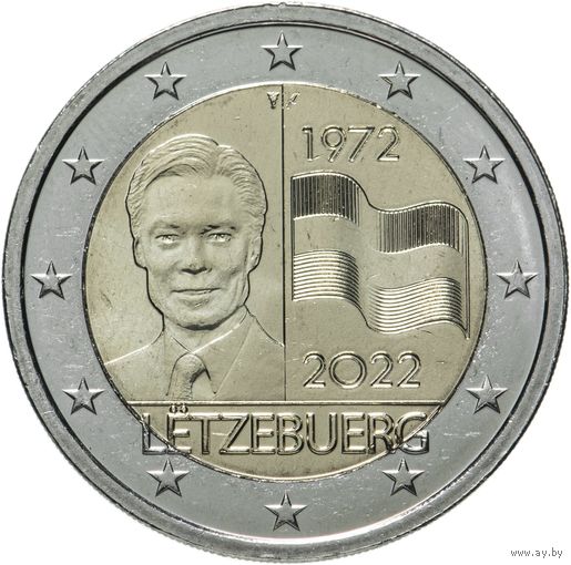 2 евро 2022 Люксембург 50 лет Флагу Люксембурга UNC из ролла