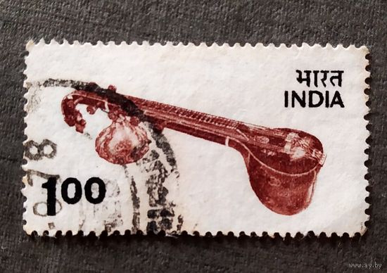 Марка Индия 1975 год Музыкальный инструмент