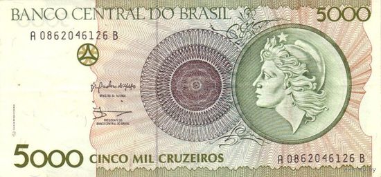 Бразилия 5000 крузеиро образца 1992 года UNC p227