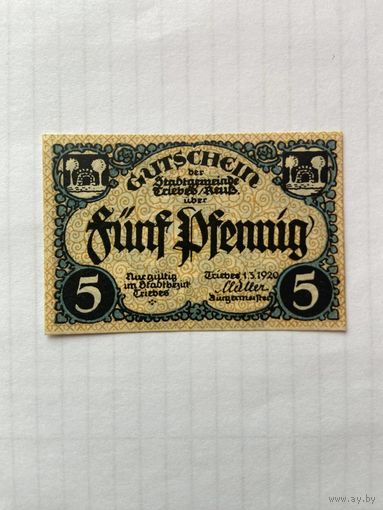 5 пфенигов (нотгельды) г. Германия Фрайберг-1402