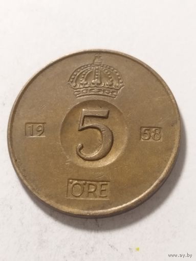 Швеция 5 оре 1958