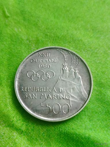 САН-МАРИНО 500 лир 1980 год(Олимпиада -80), бокс