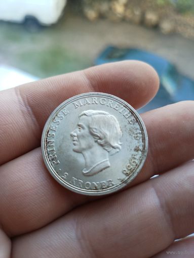Серебро 0.800!Дания 2 кроны, 1958