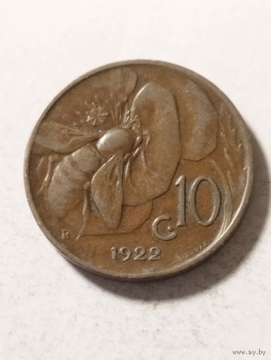 Италия 10 сентизим 1922