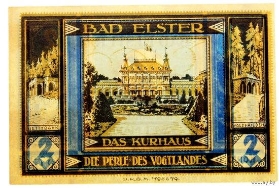 РАСПРОДАЖА!!! - ГЕРМАНИЯ БАД-ЭЛЬСТЕР (САКСОНИЯ) 2 марки 1922 год - UNC!