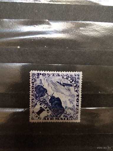 1934 Тува Загорский 56А зуб 12 1/2 авиапочта чистая клей лёгкие наклейки без дыр фауна самолет авиация (3-7)