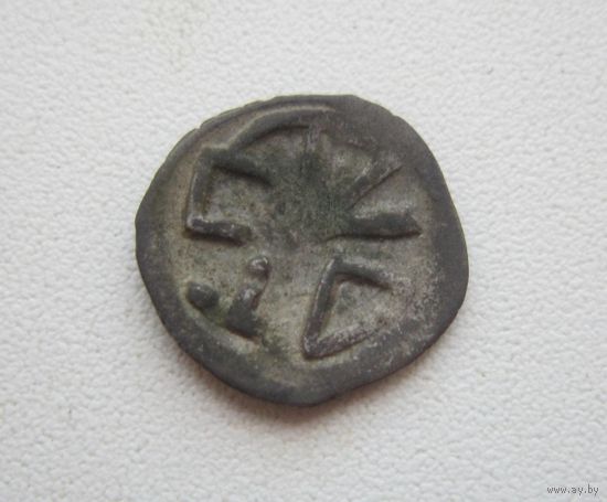 R. ВКЛ денарий Ягайло: аверс "печать", реверс "остриё копья и крест"