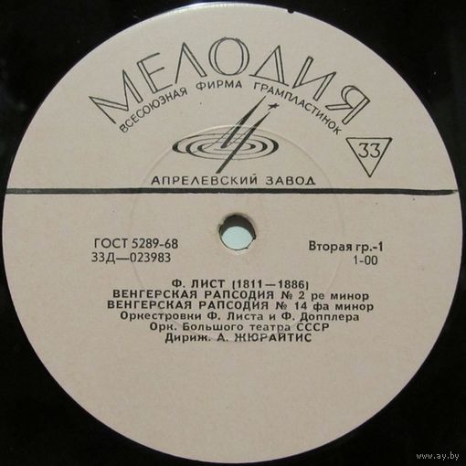 Оркестр Большого театра СССР - Ф. Лист: Венгерские рапсодии No.2, No.14. / А. Глазунов: Шопениана
