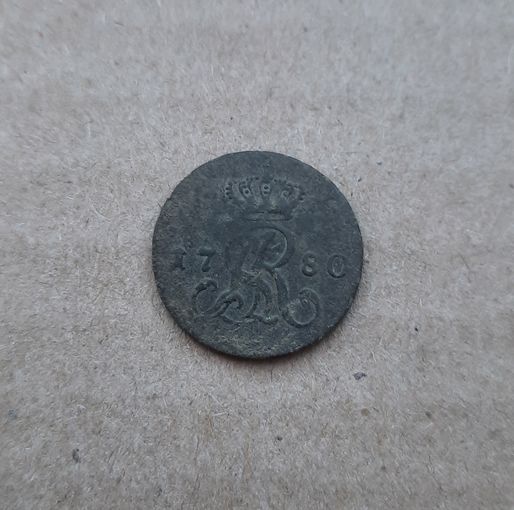 1/2 гроша (полугрош) 1780 EB. Тираж 91 436 шт.