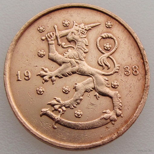 Финляндия, 10 пенни 1938 г. состояние XF, KM #24