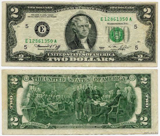 США. 2 доллара (образца 1976 года, E, Вирджиния, P461)